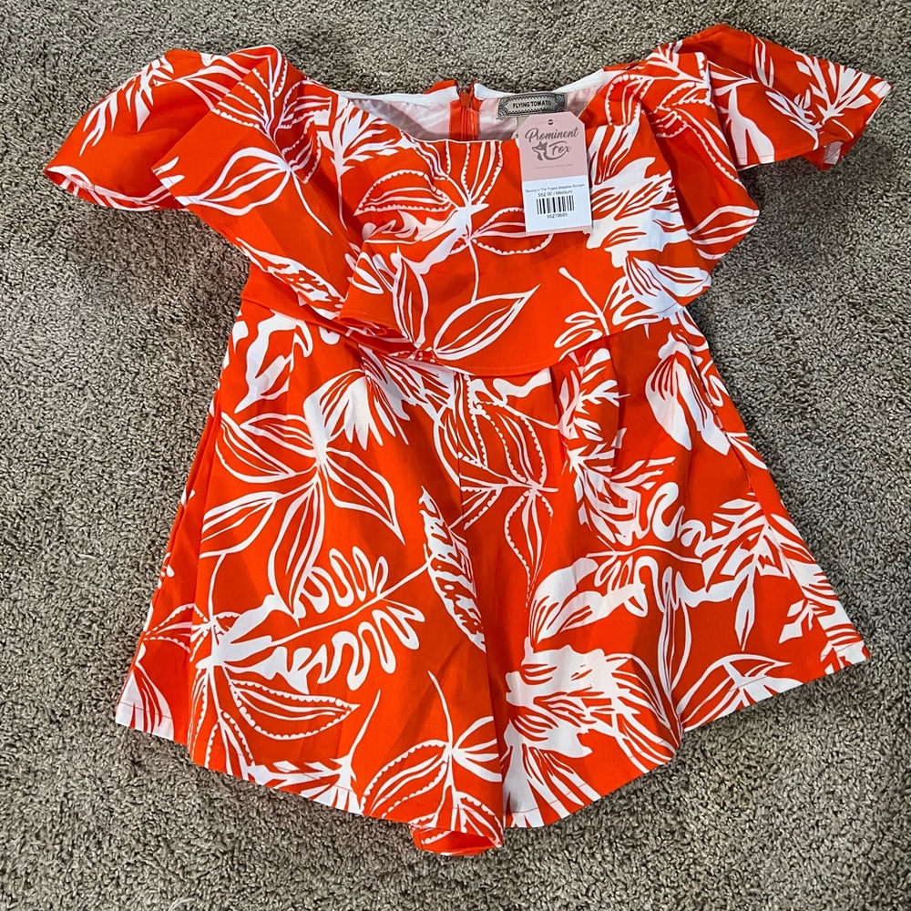 Orange Floral Romper NWT!